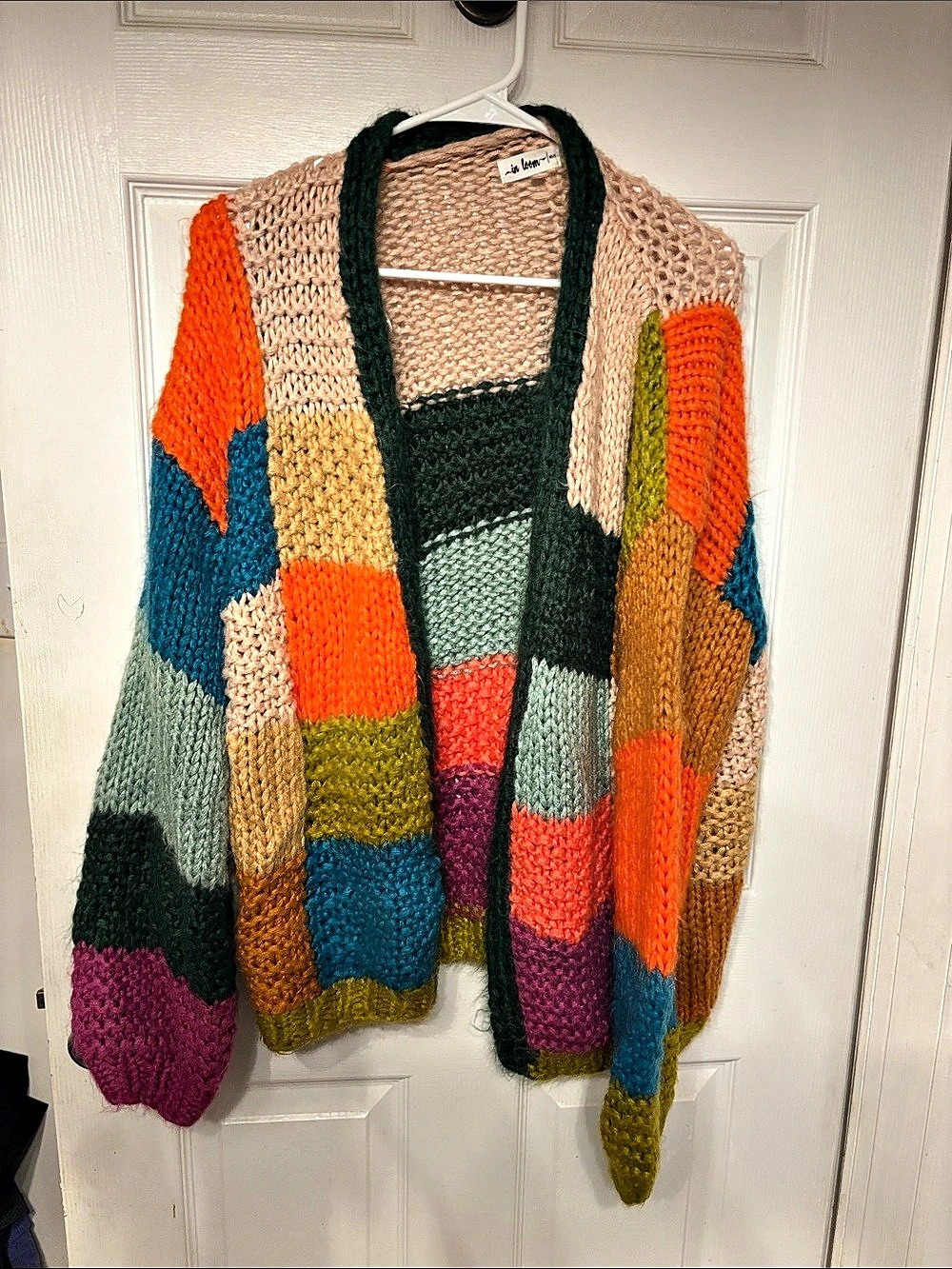 In Look Multicolor Color Block Cardigan Size M/L Like New